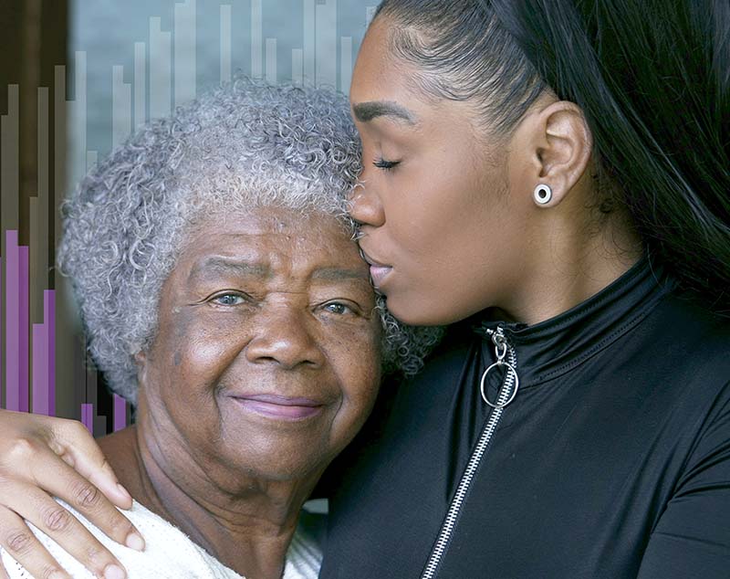 Daughter kissing mother